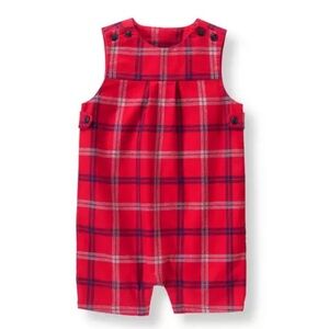 Janie and Jack red plaid holiday onesie Jon-jon / size 6-12M